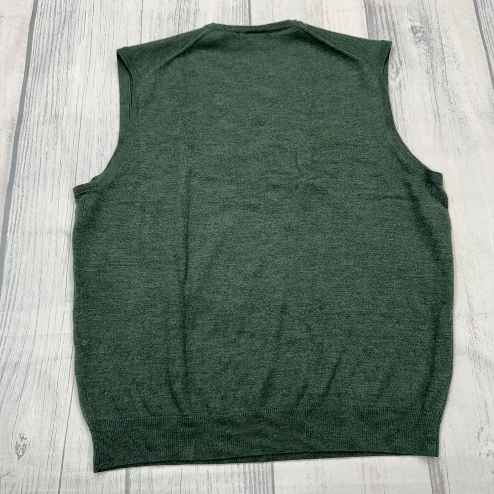 Jos A‎ Bank Signature Collection Merino Wool Sweater Vest Large Green Golf Mens
